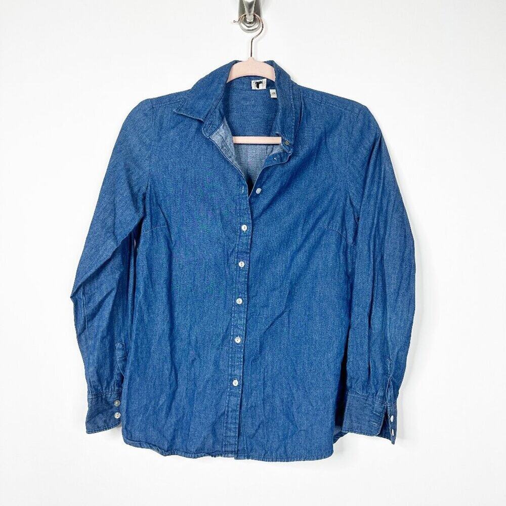 2/$30 a.moon Long Sleeve Denim Button-Down Shirt Small #A0234 TRB2 - Picture 3 of 8